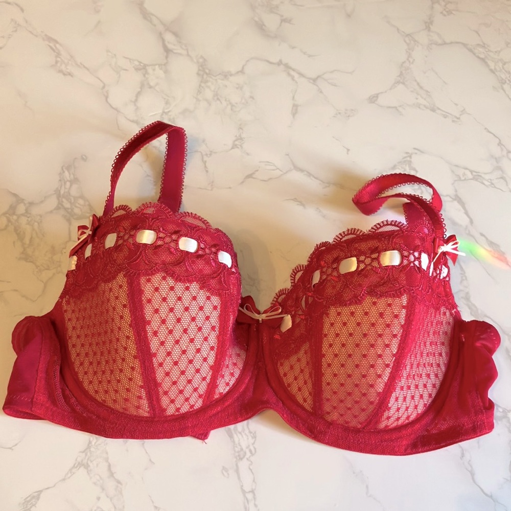 Curvy Kate 34DD Red Underwire Balconette Bra NWOT
